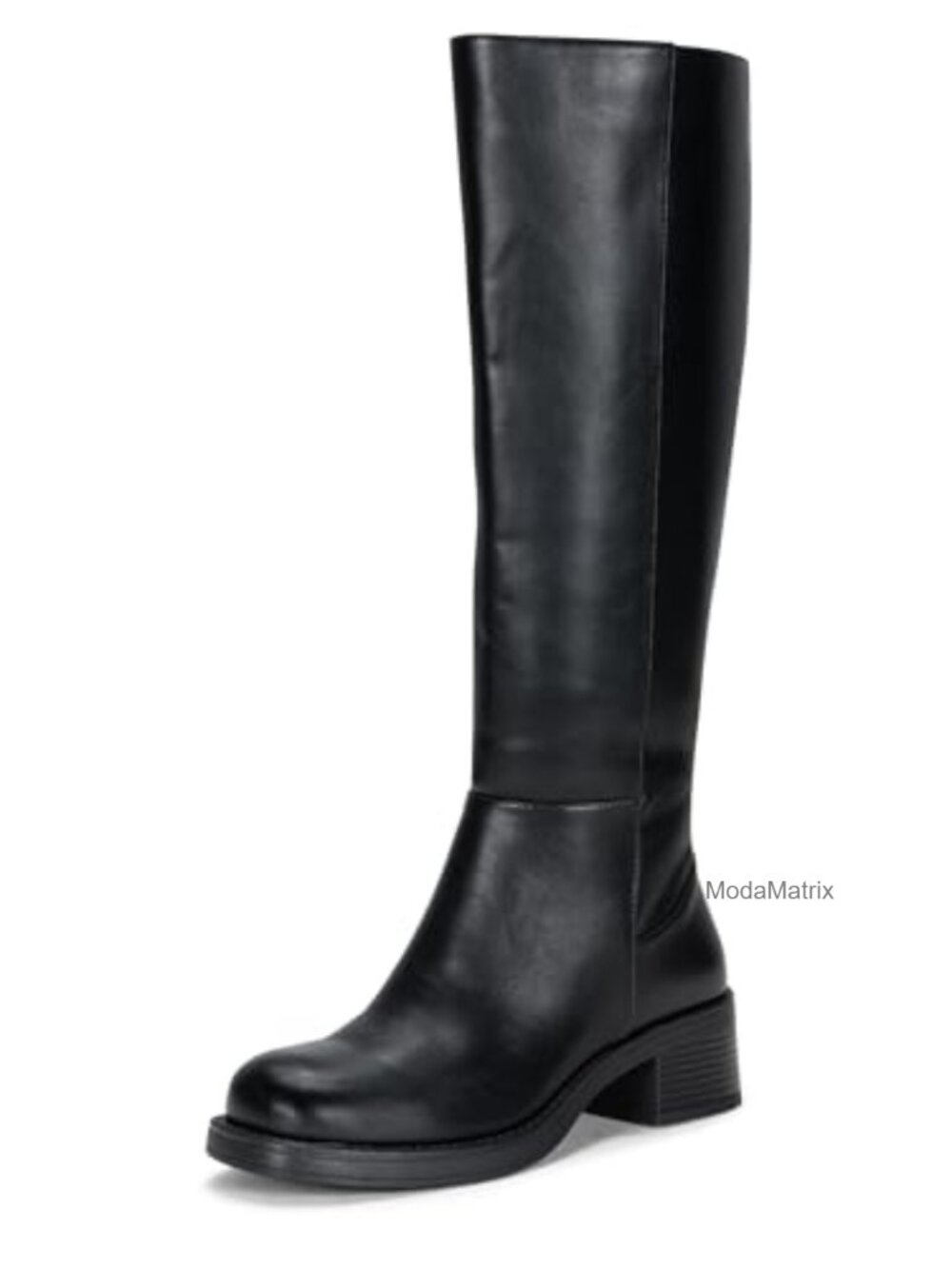 Faux Leather Knee High Platform Boots Square Toe Tall Riding